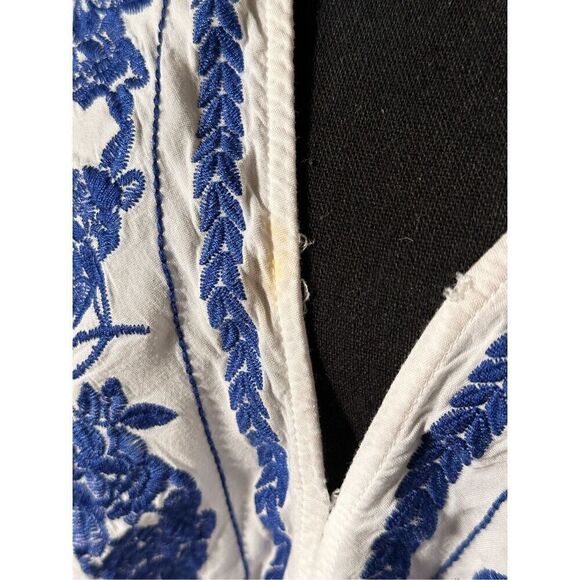 Lovestitch Boho Embroidered Trim Front Tie Beach Cover-Up Top Size Medium - Picture 3 of 8